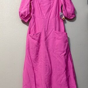 Prabal Gurung Vibrant Pink Long Sleeve Dress